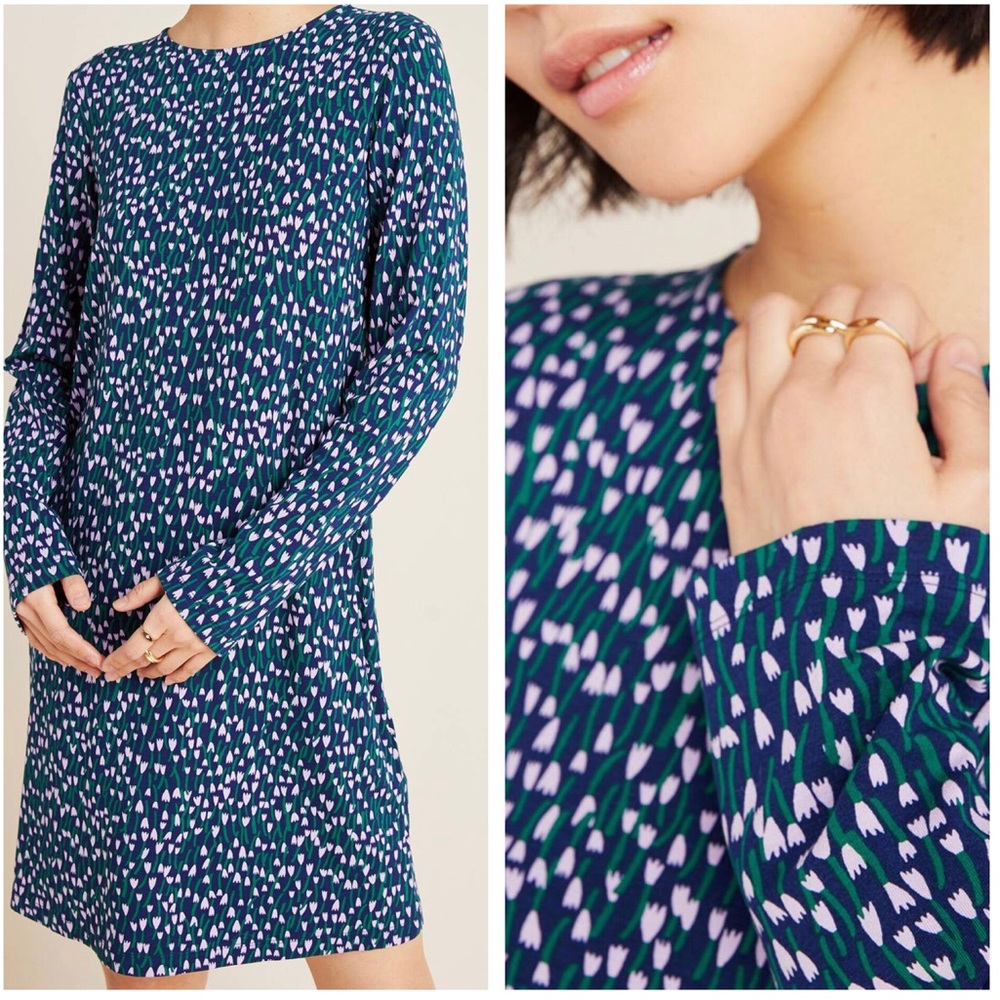 Marimekko Huokaus Tähtiniitty Long Sleeve Jersey Dress Size Small